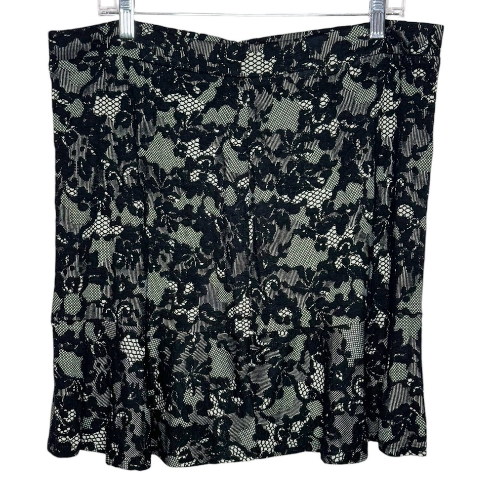 NWT Michael Kors | Lace Overlay Flounce Skirt | XL | Bone/Black